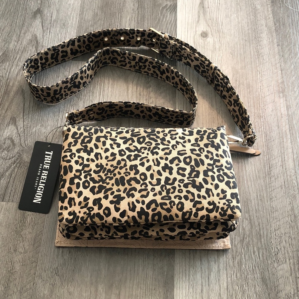 True Religion Leopard Bling Logo Cotton & Polyester Messenger Crossbody Bag NWT - Picture 11 of 16